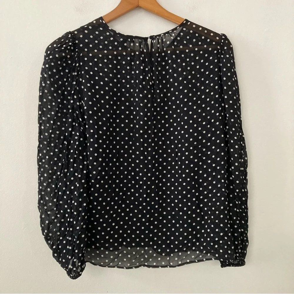 J. Crew Puff Sleeve Top in Lightweight Chiffon Polka Dot